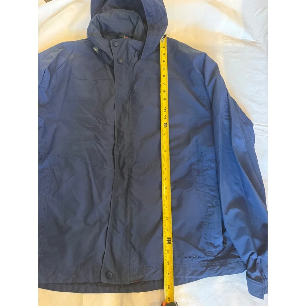 L.L. Bean Mens Rain Jacket Large Blue Hooded Windproof Windbreaker Outdoor OBCY9